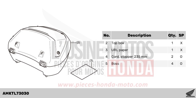 KIT,TOP BOX(MANUAL) de Forza 750 MAT BALLISTIC BLACK METALLIC (NHA86) 2025